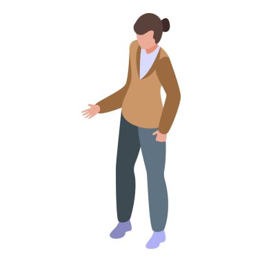 Genç bir iş kadınının eliyle bir şey sunuşunun izah edici bir çizimi.