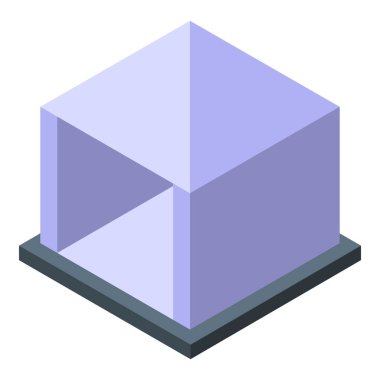 Boş bir vitrinin üç boyutlu çizimi. Ön kapısı açık hiçbir şey yok.