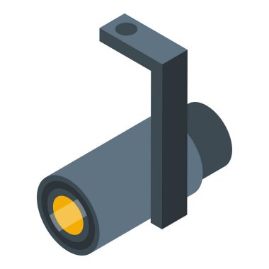 Profesyonel stüdyo ışıkları metal bir parantezde asılı, seti aydınlatıyor.