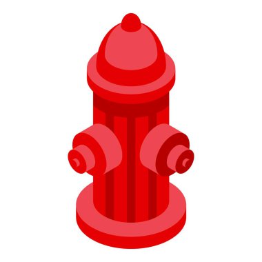 İzometrik görüntüde şehir caddesini yangın tehlikesinden koruyan kırmızı yangın musluğu var.