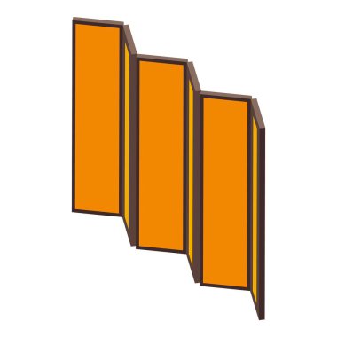 Turuncu oda ayırıcısı yerde duruyor ve bir odada ayrılık yaratıyor.