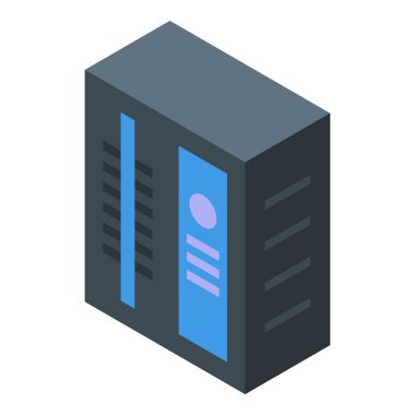 Bulut hesaplama hizmetleri sağlayan veri merkezi sunucusu, izometrik görünüm