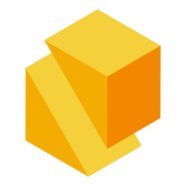 Soyut üç boyutlu sarı küp ilginç bir geometrik şekil oluşturuyor.