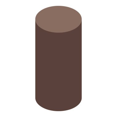 Kahverengi silindir, izometrik görünümde gösterilen beyaz bir arkaplan üzerinde duruyor