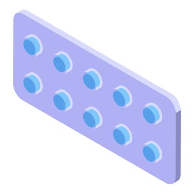 Beyaz arka planda tedavi için mavi haplar içeren kabarcık paketi