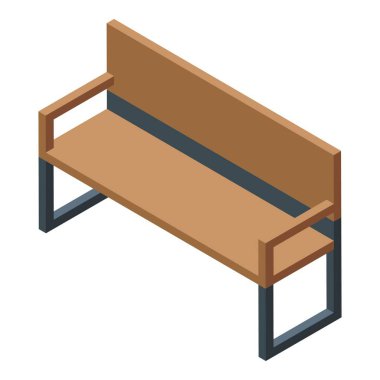 Beyaz arka planda metal bacaklı Isometric ahşap bank