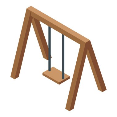 Basit ahşap salıncak, güneşli bir yaz gününde çocukların oynamasını bekliyor.