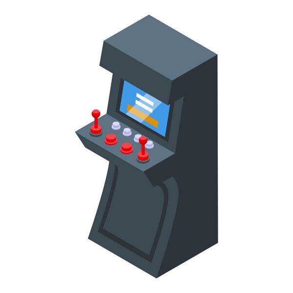 Arcade game machine with colorful buttons and joysticks is waiting for a player