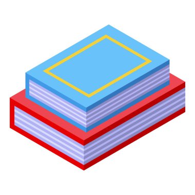 İki renkli kitap üst üste dizilmiş, bilginin peşinde koşmayı ve okumanın sevincini simgeliyor.