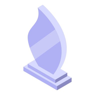 Beyaz zemin üzerinde izometrik görünümle izole edilmiş iki basamakta duran modern boş mezar taşı