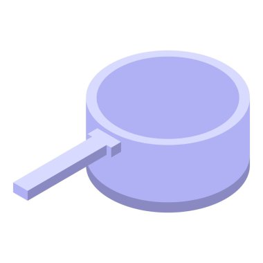 Mutfak malzemelerini temsil eden izometrik simgeye sahip basit modern yemek tenceresi.