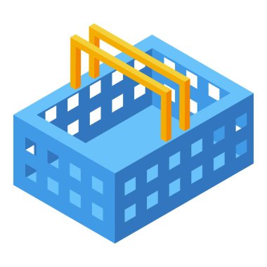 Sarı saplı boş mavi alışveriş sepeti beyaz arka planda ürünleri bekliyor