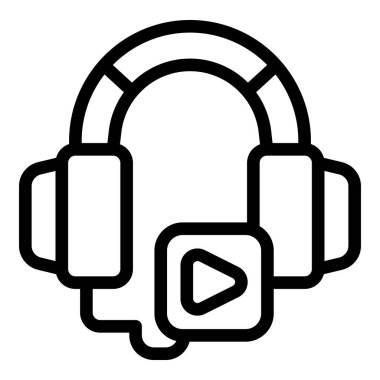 Bir çalma düğmesi simgesi tarafından temsil edilen kulaklıklar ses çalıyor