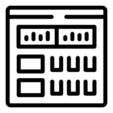 Ses seviyelerini ayarlamak için bir dengeleyici ve düğme içeren bir müzik üretim yazılımı arayüzünün kalın çizgi simgesi