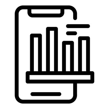 Bir çubuk grafiğinin büyüdüğünü gösteren akıllı telefonun basit simgesi