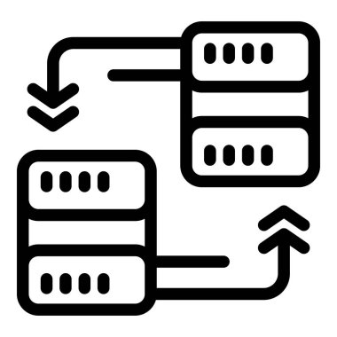 Bilgi akışını temsil eden oklarla veri alışverişinde bulunan iki sunucu
