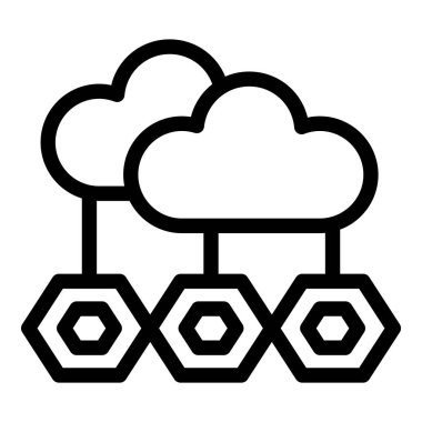 Bulut hesaplama, veri depolama ve paylaşımı temsil eden basit satır simgesi