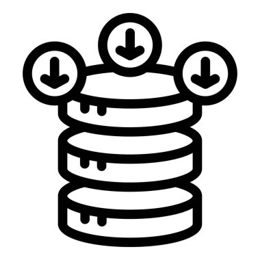 Çoklu sunuculara aktarılan veri aktarımının satır sanat simgesi, bir indirme sürecini temsil ediyor