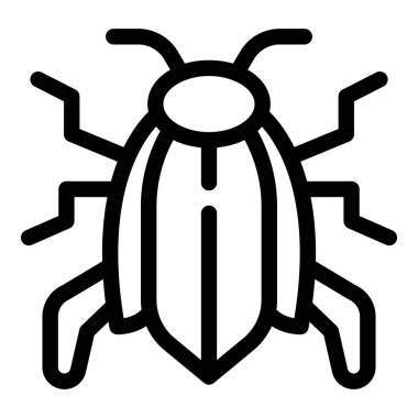 Büyük siyah böcek yerde sürünüyor. Altı bacağı ve iki anteni var.