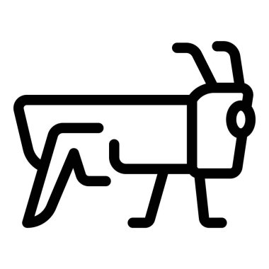 Uzun bacaklı büyük bir çekirgenin basit, cesur bir taslak simgesi