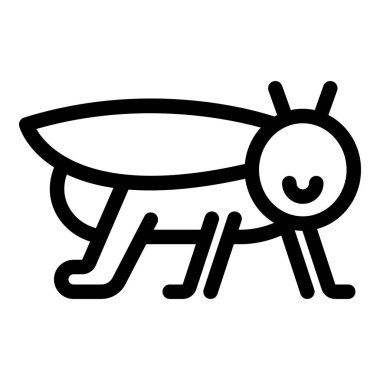 Mutlu çizgi film çekirgesi altı ayaklı, yüzünde kocaman bir gülümsemeyle.