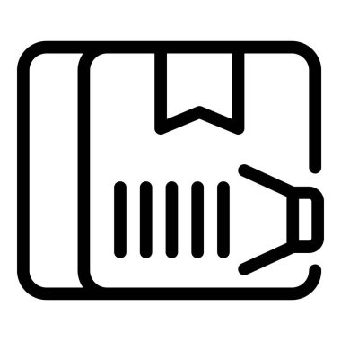 Bir paketin bir megafonla teslim ediliş çizgisi resim simgesi duyuru yapıyor