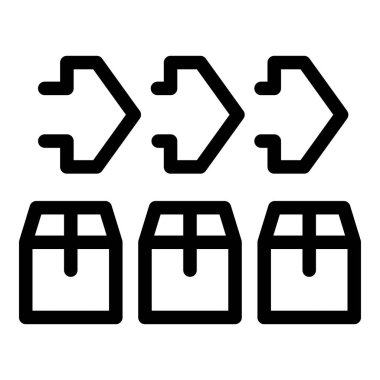 Sağ tarafı işaret eden oklarla yüklenen paketlerin basit simgesi