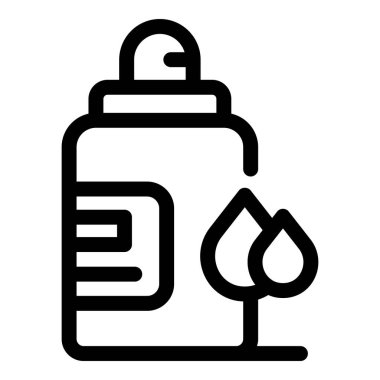 Bir şişenin siyah beyaz simgesi temel yağı döküyor.