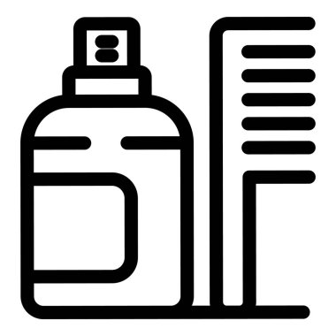 Saç şekillendirme ürünlerinin çizgi çizimi simgesi ve profesyonel kullanım için bir tarak