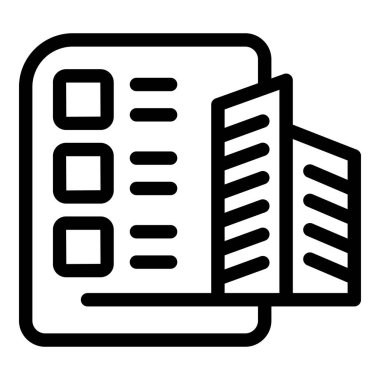 Modern bir binanın inşa edildiği bir tasarım çizgisi simgesi. Projeyi sunan bir mimarı sembolize ediyor.