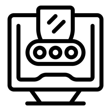 Taşıyıcı bant sistemi, üretim sürecinin otomasyonunu gösteren bir ürünü bilgisayar ekranında taşıyor.