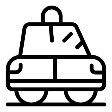 Siren çalan, kolluk kuvvetlerini ve acil durum müdahalesini temsil eden bir polis arabasının çizgili sanat simgesi