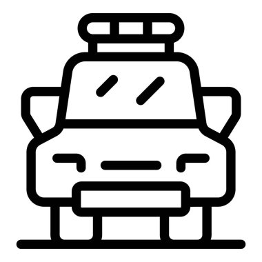 Sokağa park etmiş bir polis arabasının siyah-beyaz simgesi, güvenlik ve güvenliği sağlıyor.