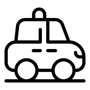 Yolda giden bir polis arabasının basit çizimi, kolluk kuvvetlerini temsil etmek için mükemmel.