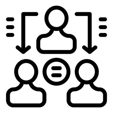 Çalışanlara görev dağıtan, iş ortamında delegasyon ve işbirliğini sembolize eden bir yöneticinin simgesi