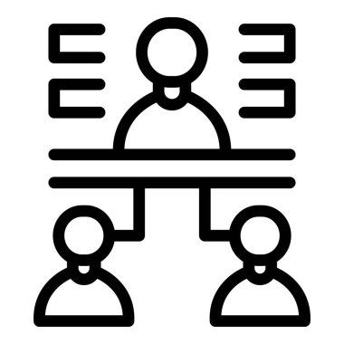 İşlem listesi sembolü olan iki çalışanı yöneten bir yöneticinin satır simgesi