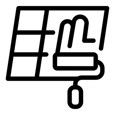 İnşaat işçisi boya silindiri kullanarak bir duvar boyuyor. Ev yenileme konseptleri için mükemmel bir ikon.