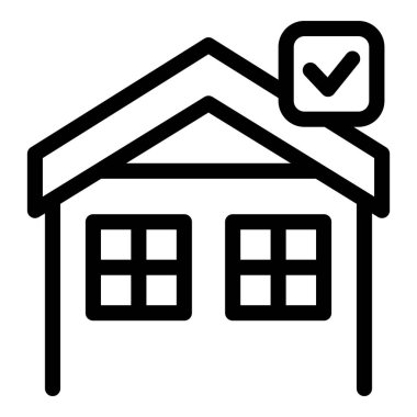 Enerji performans sertifikası kavramını tasvir eden kontrol işaretli bir evin satır simgesi