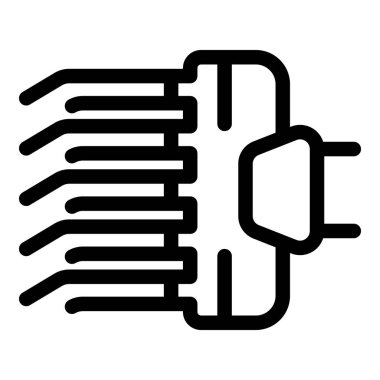 Elektrik prizi bir elektrik şebekesine bağlanıyor, elektrik kaynağını sembolize ediyor