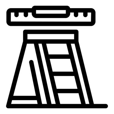 Beyaz arkaplanda izole edilmiş yatay çubuğu olan bir tırmanış çerçevesinin siyah ana hatlı simgesi