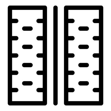 Çift kapılı basit siyah beyaz simge, ağ ve mobil tasarım için mükemmel