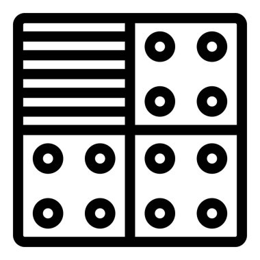 Siyah noktalı basit domino oyunu ve eğlence aktivitesini temsil eden çizgiler