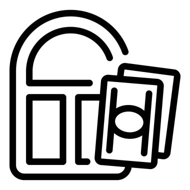 Para dağıtan bir ATM 'nin çizgi sanat simgesi, bankacılık ve finans kavramlarını temsil etmek için mükemmel.