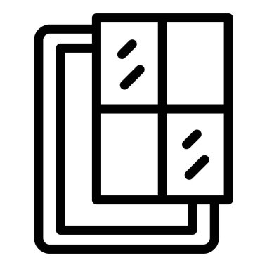 Çift camlı pencere çerçevesinin basit simgesi, enerji verimliliği veya ev yenilemesi gibi konular için mükemmel