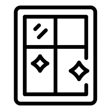 Pırıl pırıl parlayan yıldızlı temiz bir pencere camının çizgi simgesi