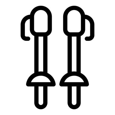 İskandinav yürüyüş direklerinin basit bir simgesi. Açık hava fitness aktivitelerini temsil etmek için mükemmel.