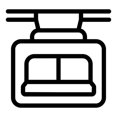 Füniküler bir demiryolu aracının siyah beyaz simgesi.