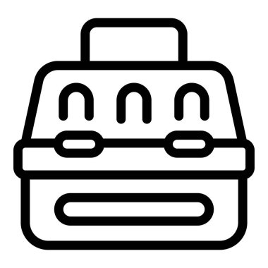 Kedi taşıyıcı kutusu simgesi, taslak biçimi, evcil hayvan dükkanı grafiği ve web tasarımı için uygun