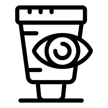 Göz damlaları şişeyi düşürür. Web tasarımı ve mobil uygulama geliştirme için görme duyusunu geliştiren konsept simgesi ana hatları