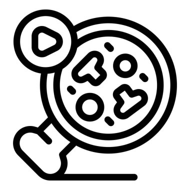 Bilim adamı mikroskopla canlı bakterileri gözlemliyor, devam eden bir araştırma ya da canlı yayını gösteren bir oynatma tuşu var